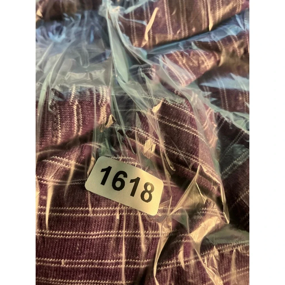 Croft & Barrow Striped Tee Women XXL Purple Excellent Long Sleeve Crew Neck
